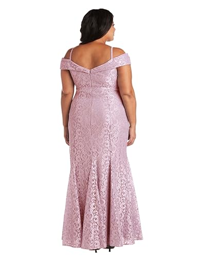 Image of R&M Richards Women's Off The Shoulder Formal Gown - Glitter Lace Mermaid Evening Dress for Wedding Guest & Cocktail Attire