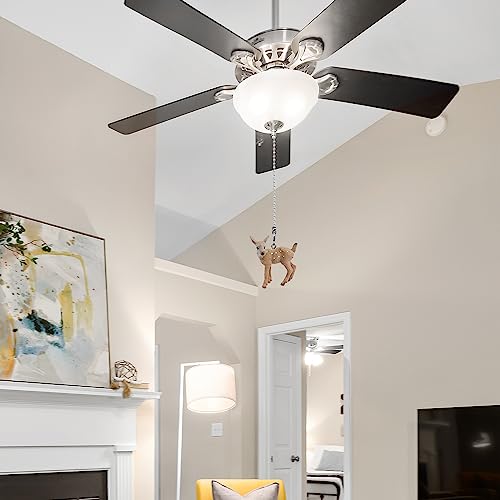 Image of Deer Ceiling Fan Pull Chain,14in Cute Animal Fawn Christmas String Charm Extension Decorative, 3mm Beaded Fan Light Chains Extender Ornaments with Connector for Kids Room