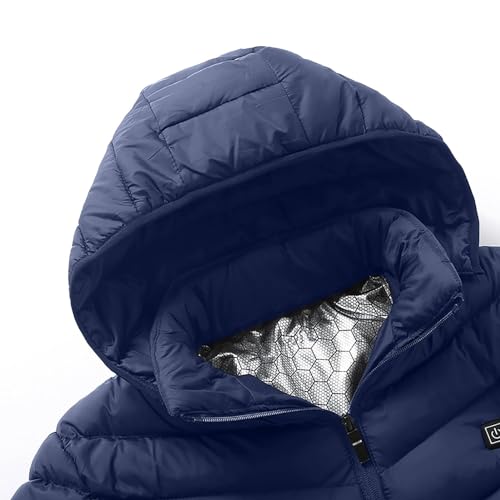 Image of Unisex Heated Down Warm Jackets Lightweight Long Sleeve Winter Coats Windproof Electric Insulated Heated Coat