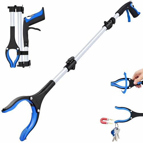 Image of Grabber Reacher Tool - 43 inch Extra Long Foldable Gripper and Reaching Tool - Heavy Duty Pick Up Stick Grabbers for Seniors, Trash, Surgery Recovery Must Haves Gifts (Blue-43in)