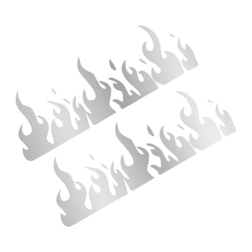 Dabhuoc Matt Silver Burning Stereoscopic Flame Car Stickers Car Vinyl Decal Waterproof Vehicles Motorcycle(,33X11.3cm)