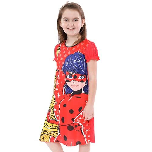 Miraculous Ladybug Nightgown | Polka Dot Girls Nightgown | Tikki Girls' Nightgowns & Sleep Shirts | Sizes 5 To 12, Red2