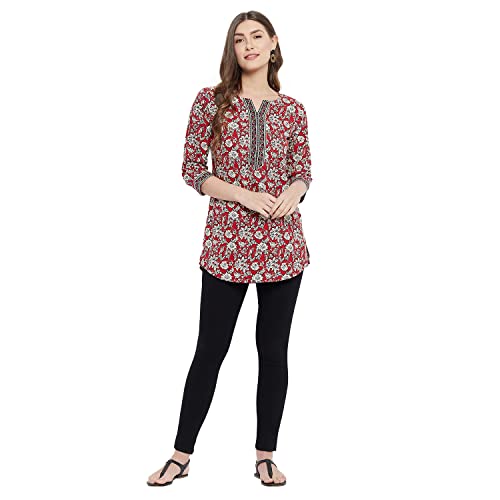 Image of Meesan Women's Casual Ethnic 3 /4 Sleeve Printed Tunic