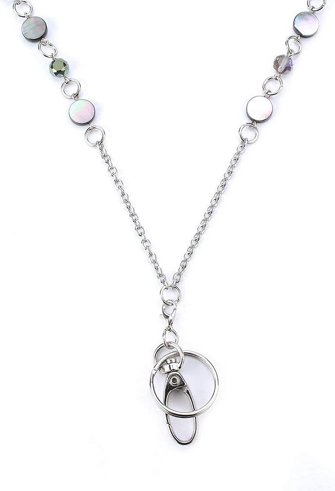 Beautiful ID Necklaces ID Balled Beads Lanyards for Keys ID Badge Holder Stainless Steel Chain