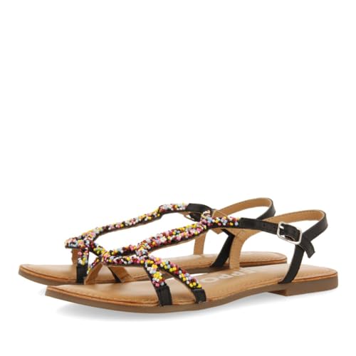 Sandales noires en cuir LURE confortables à pierres pour pieds sensibles