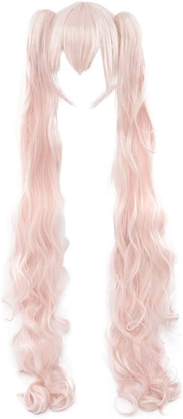 CoskidzWomen's Pink Long Cosplay Wig Double Tail