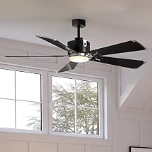 Urban Ambiance Luxury Transitional Ceiling Fan, Large Size 14.875H x 56W, with Industrial Style Elements, Midnight Black Finish, UHP9322 from the Rockhampton Collection