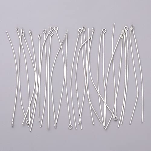 Eye Pins 70Mm/2.76Inch 200Pcs 3 Colors 6 Styles Open Eyepins And Headpins For Jewelry Making (Eye Pins, Silver Plated) #TOP2