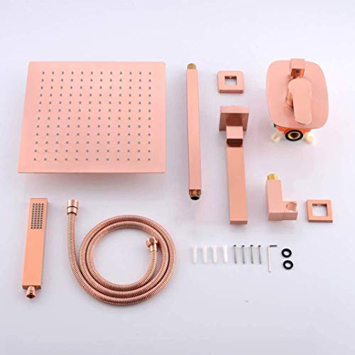 Ensemble de douche avec douchette à main et robinets de baignoire or - 8