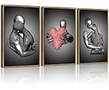3Pcs Wood Framed 3D Couple...