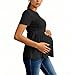 Womens Ribbed Maternity Tunic Shirts, Short Sleeve Round Neck Cable Knit Pregnancy Sweater Hide Belly Pregnant Mama Clothes Vestido para Embarazada Black S
