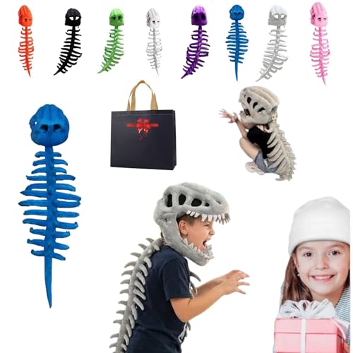 Dinosaur Skeleton Costume 3D Dinosaur Plush Huggable Softness Skeleton Costume For Dress-Up Parties & Photos (Blue 31 in)