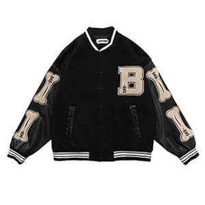 Unisex Varsity Jacket Sweat Jacket Vintage Streetwear Oversized Patchwork