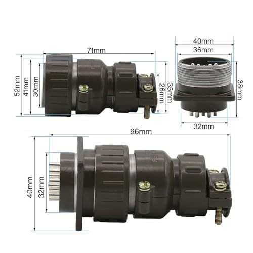 Conector redondo aviation socket P32 diámetro 32 mm miniatura 3