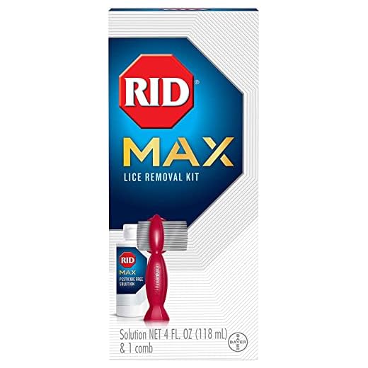 RID MAX Lice Removal Kit, Pesticide Free, Easy-to-Use, 100% Effective at Getting RID of Lice, Super Lice and Eggs, Includes 1 RIDvantage Comb and 1 Solution (4 Ounces), Multicolor, 2 Piece Kit