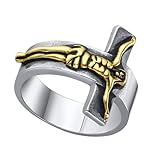 Outanaya Anillo Joya Creativa y Elegante de Aleación Dorado Cruz de Jesús, Fácil de Poner y Quitar para Obsequio de Festival Mujer y Hombre