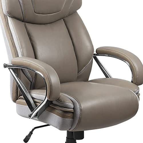Flash Furniture Hercules Series Big & Tall 500 Lb. Rated Taupe Leathersoft Executive Swivel Ergonomic Office Chair With Extra Wide Seat #TOP6