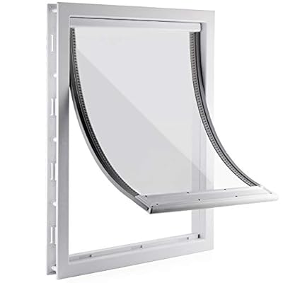 CEESC Large Dog Flap with Soft Transparent Magnetic Flap, For Pets Up To 45 kg, Snap-in Closing Panel Included, Premium PVC Plastic Pet Door for Large Dogs(XL,White)