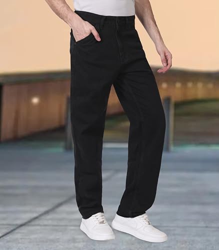 Image of i'sol Men's Loose Baggy Fit Cargo Carpenter Jeans with 6 Pockets Non-Stretchable