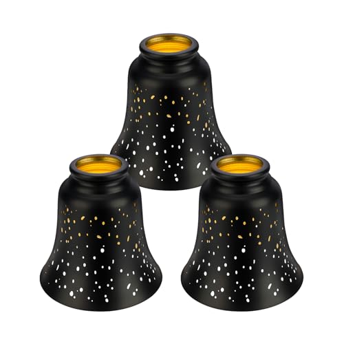 Image of Ceiling Fan Light Covers, 3 Pack Pendant Light Shade Replacement with 1-5 /8 inch Fitter, ALUCSET 4.5 inch Height and 4-3 /4 inch Diameter, Metal Bell Shaped Cover for Chandelier Pendant Light Wall Sconces Series