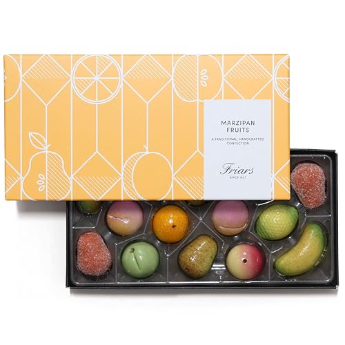 Friars Luxury Marzipan Fruits Gift Box | 14 Traditional Hand-Made Marzipan Shapes | Made With Real Almonds & Natural Colours | 150g Gift Box