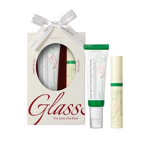 AXIS-Y Glass Skin Duo - Korean Skin Care Set with Dark Spot Correcting Glow Serum Targets Spot Treatment & Vegan Collagen Eye Serum Reduces Dark Circles Fine Lines