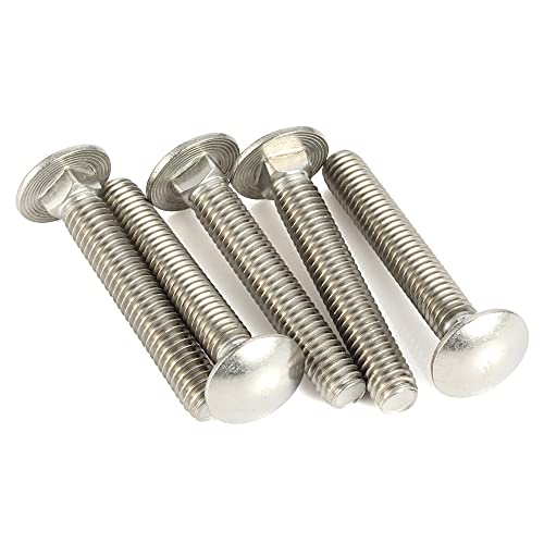 Image of 1 /2-13 x 5 Carriage Bolts, Stainless Steel 18-8 (304), Round Head, Square Neck, Fully Threaded, 5 PCS