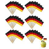 Lyramis 100 Pièces Drapeau Allemand,25x35cm Cure dent Drapeaux Petit mât Drapeau Allemand,pour drapau pic Aperitif Bois Drapeaux Papier Cure Dents Deco National Day Decoration