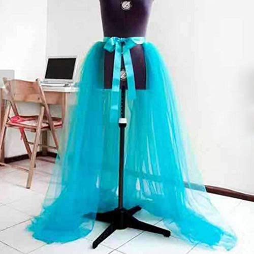 Springcmy Women Tulle Tutu Long Skirts Wedding Party Cocktail Prom Bandage Mesh Maxi Dress Overskirt Overlay Long Bridal Blue thumb #1