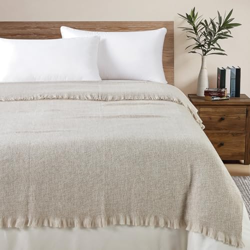 BOURINA Faux Cashmere Fringe Throw Blanket Decorative Lightweight Throw Soft Cozy for Bed or Sofa Outdoor Blanket, 127x178cm Beige - Cosy Home Interiors BOURINA Faux Cashmere Fringe Throw Blanket Decorative Lightweight Throw Soft Cozy for Bed or Sofa Outdoor Blanket, 127x178cm Beige - Image 3