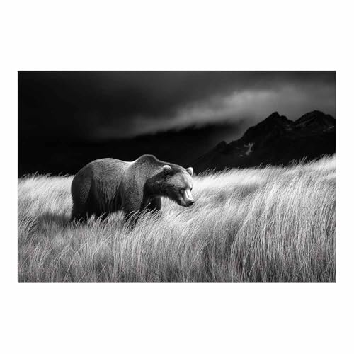 Peinture sur toile d’animaux ours decor de salon mural 80x120cm