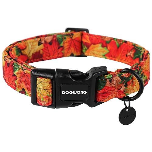 Herbst Hundehalsbänder Für Große Hunde – 2er Set Mit Ahorn & Blumenmuster, Verstellbar & Weich