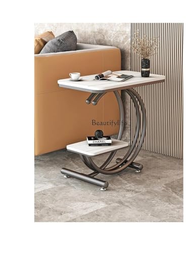 Image of Coffee Table for Living Room End Table Beside Table with Metal Legs Small Accent Tables Snack Table Nightstand for Multipurpose Square Tables (Black White)