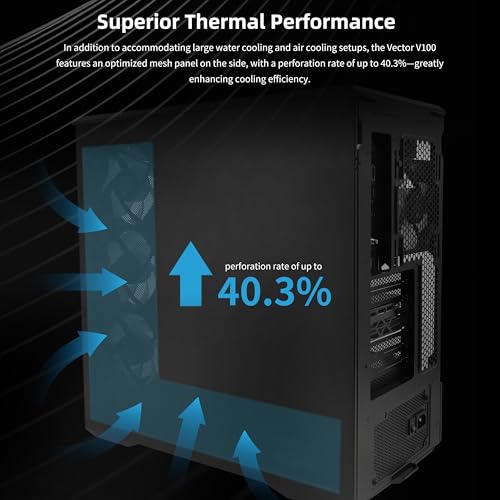 Image of Lian Li V100 ATX Mid-Tower PC Case, LED RGB Strip, Display Platform Design with Tempered Glass, Support 420mm GPUs, 360mm Radiator, Side I /O & Optimized Airflow, Dust Filiter - Black (V100X)