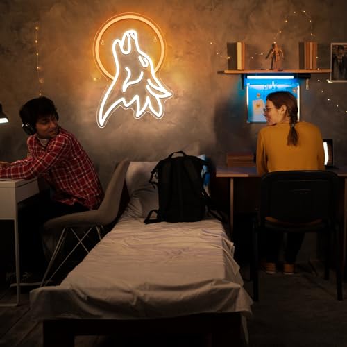 Image of Wolf Neon Sign for Wall Decor Cartoon LED Light For Kids Room Man Cave | Charming Wall Decoration For Game Room, Garage, Party, Great Birthday Gift For Kids And Wolf Lovers