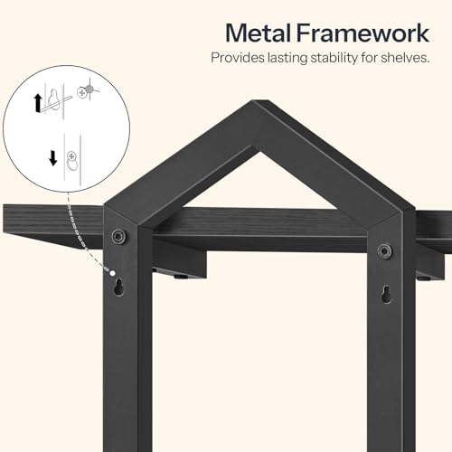 Image of HOOBRO Floating Shelves, 15 Inch Wall Shelf Set of 2, Wall Mounted Storage Shelves 2-Tier, Hanging Bathroom Shelves, for Living Room, Bedroom, Bathroom, Kitchen, Black BB13BJP201