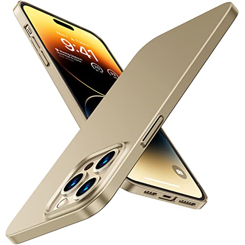 TORRAS OriginFit for iPhone 14 Pro Case Slim Fit, Super Thin Lightweight Hard PC Cover ONLY Compatible with iPhone 14 Pro Phone Case-6.1 Inch, Champagne Gold
