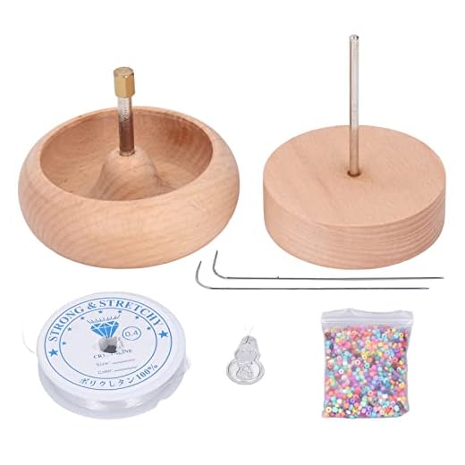 Girador de miçangas, 10 cm, tigela giratória de miçangas faça você mesmo, kit de ferramentas de rosca manual de madeira para bijuterias para amantes de bricolage