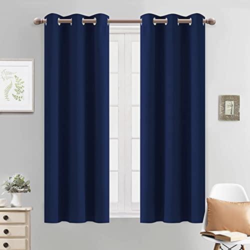 Yakamok Thermal Insulated Blackout Curtains for Bedroom, Light Blocking Grommet Window Drapes for Living Room(38 x 54Inch, Navy Blue, 2 Panels)