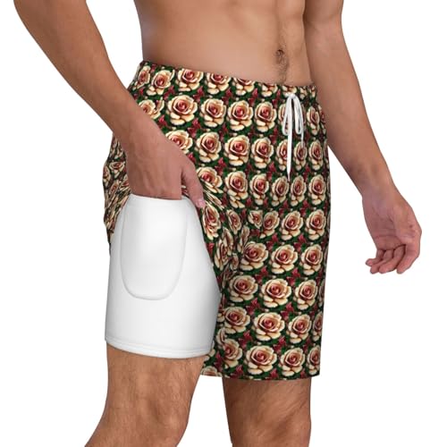 Traje de baño de hombre transpirable y rústico con rosas 6
