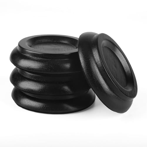 Upright Piano Caster Cups Set of 4, Hardwood, Black