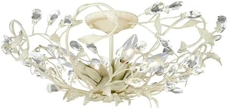 Jardin 19-in W Crystal Cream Vintage Vine Semi Flush Mount Ceiling Light