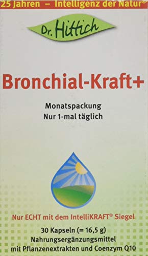 Bronchial Kraft+ - 30 Kapseln - Bronchien, Immunsystem und Schleimhäute unterstützen. Statt Husten, jetzt wieder frei atmen - Von Dr. Hittich Cover