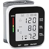 MMIZOO Wrist Blood Pressure Monitor Bp Monitor Large LCD Display Blood Pressure Machine Adjustable Wrist Cuff 5.31-7.68 inch Automatic 99x2 Sets Memory with Carrying Case for Home Use (Black)