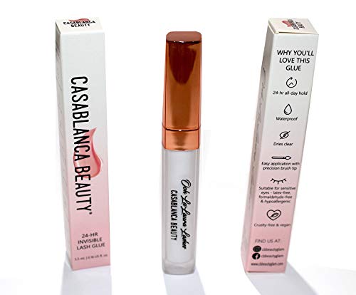 CASABLANCA BEAUTY®-Clear Eyelash Glue, False Eyelash Glue, Latex Free Eyelash Glue Clear Waterproof Suitable for Sensitive Eyes 0.16 US Fl oz