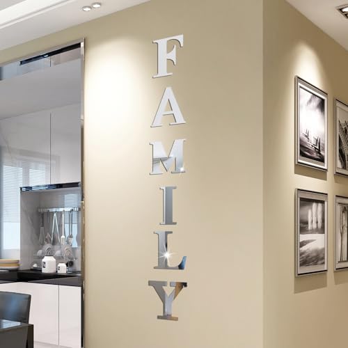 Decoración de Pared con Letras Familia 3D Acrílico Espejo
