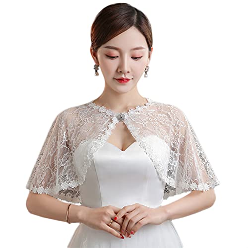 Short Lace Shawl Cloak For Women Girls Dress Elegant Wedding Clothing Fashion Shawl, White