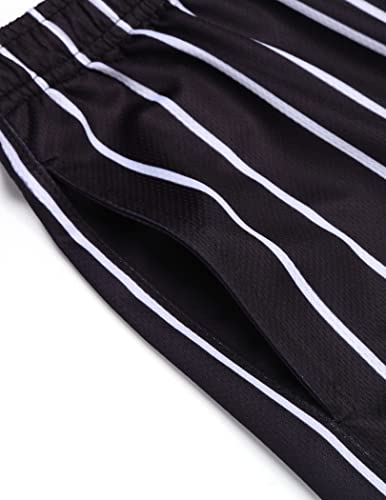 Coofandy Men's Mesh Gym Bodybuilding Shorts Running Workout Lightweight Shorts Elastic Waistband With Pockets,Black & White Stripe/Navy Blue/Grey,Medium #TOP5