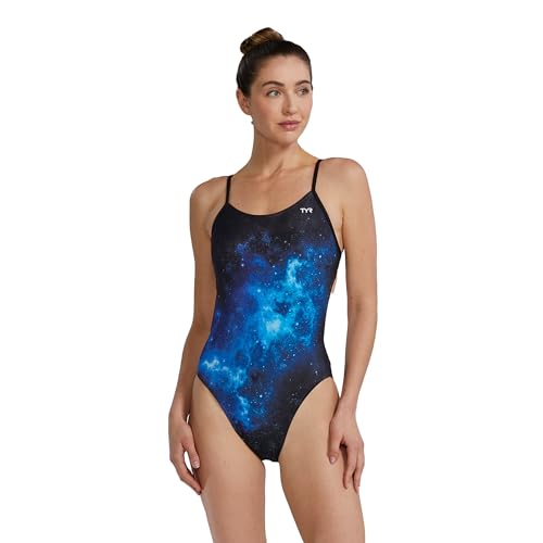TYR Women's Durafast Elite Cutoutfit Swimsuit, Blue/Starborne, 36