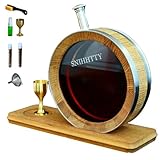 0.8 Liter Visualized Oak Aging Barrel with Stand, Bung, Wooden Mini Whiskey Barrel - Charred Oak Barrels for Aging Brandy, Bourbon, Cocktails, Rum, Tequila, Mead Wine, Gin, Cognac